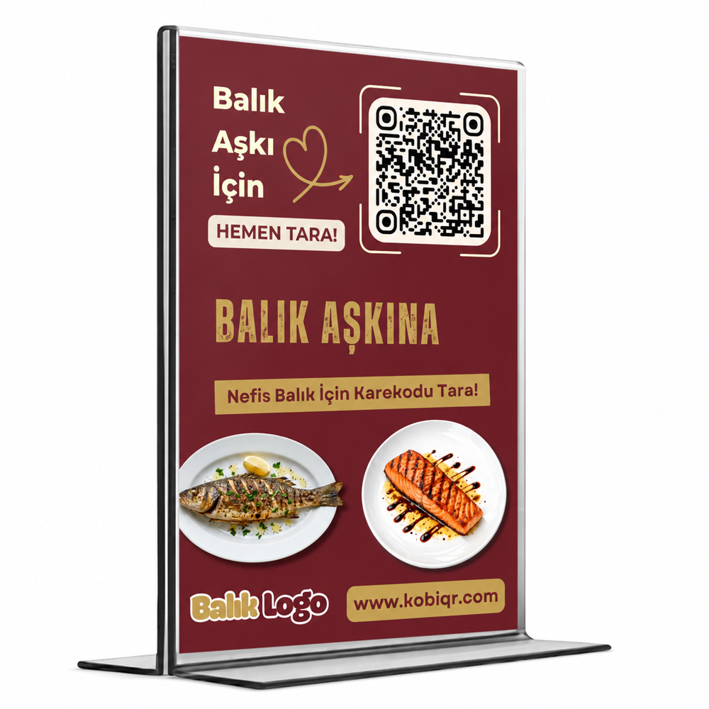 Balıkçılar İçin QR Menü Standı - T Tipi - Restoran
